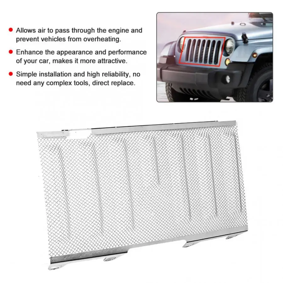 Car Front Bumper Hood Grille Mesh Fit For Jeep Wrangler JK& Unlimited 2007- grill mesh Front Bumper Grille
