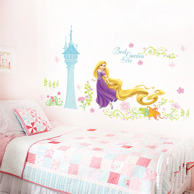 Cartoon Disney Snow White Tiana Princess Flowers Garden Wall Stickers For Kids Room Decoration Diy Mural Art Girl's Wall Decals Cartoon Disney Snow White Tiana Princess Flowers Garden Wall Stickers For Kids Room Decoration Diy Mural Art Girl's Wall Decals