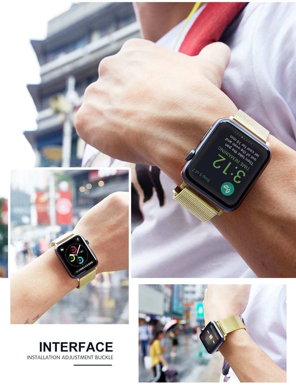 Milanese Loop for Apple Watch Band 7 6 SE 5 4 44mm 42mm Stainless Steel Bracelet Metal Wrist Strap of iWatch Series 2 3 38mm 40m
