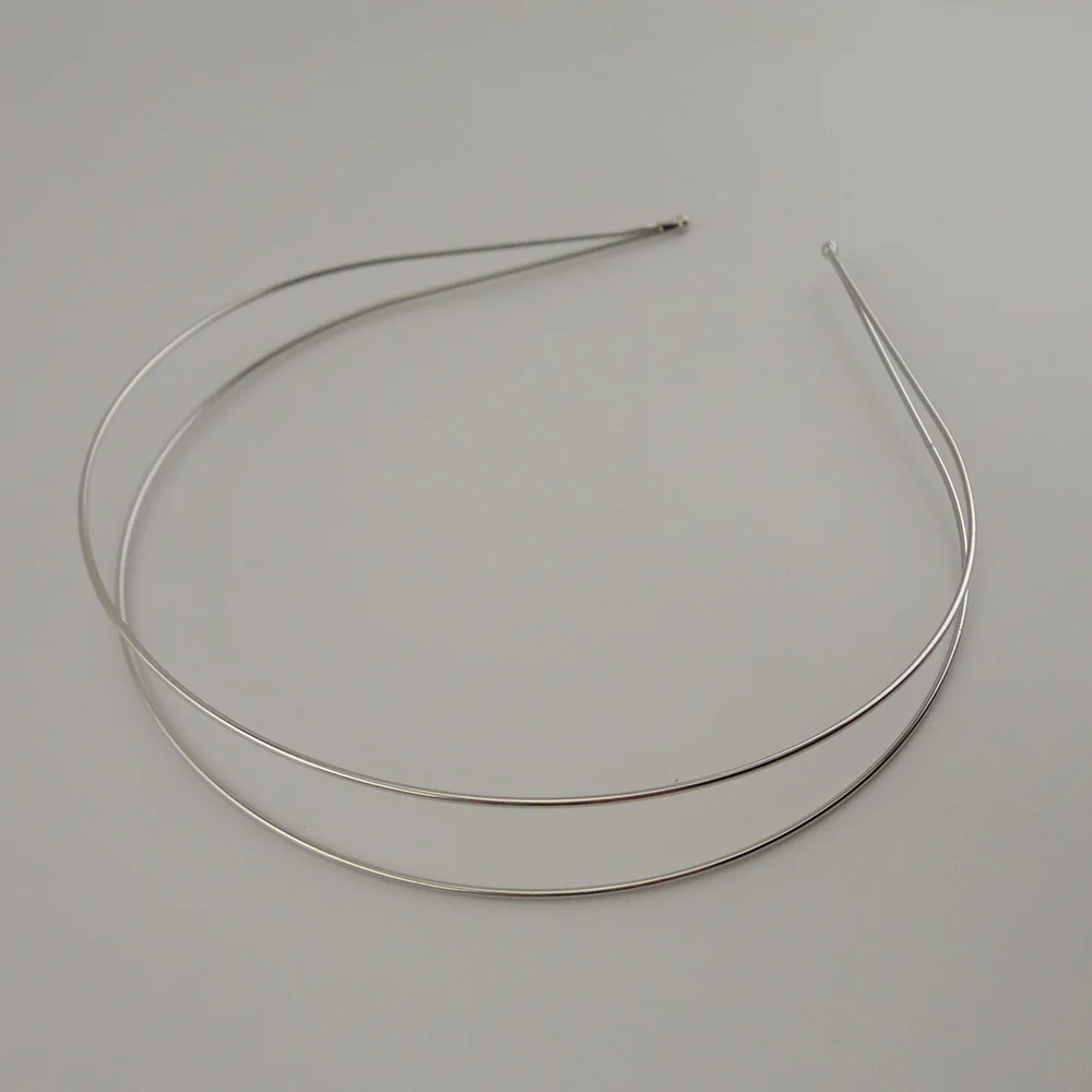 10 шт 1,2 мм серебряные двойные металлические повязки для волос DIY wire Hairband с круглыми концами без никеля, без свинца, обручи для волос для женщин и девушек