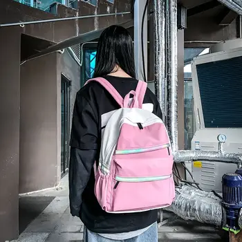 

Teen Girls Boys School Bags for Backpacks Women Bookbags nylon Waterproof Panelled Lightweight Schoolbag Student College Style