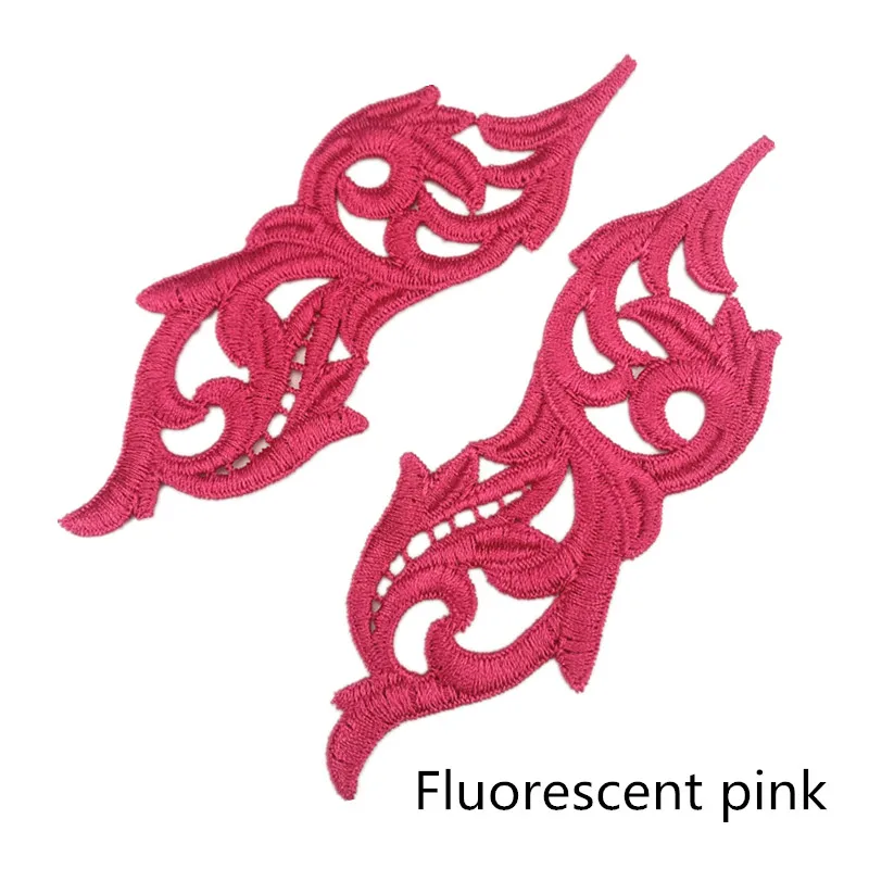fluorescent pink 2 пары Venise флуоресцентные желтые оранжевые цветы кружевная отделка танго танец балетные костюмы платье Декор шитье аппликация ремесла DA001 - Цвет: fluorescent pink