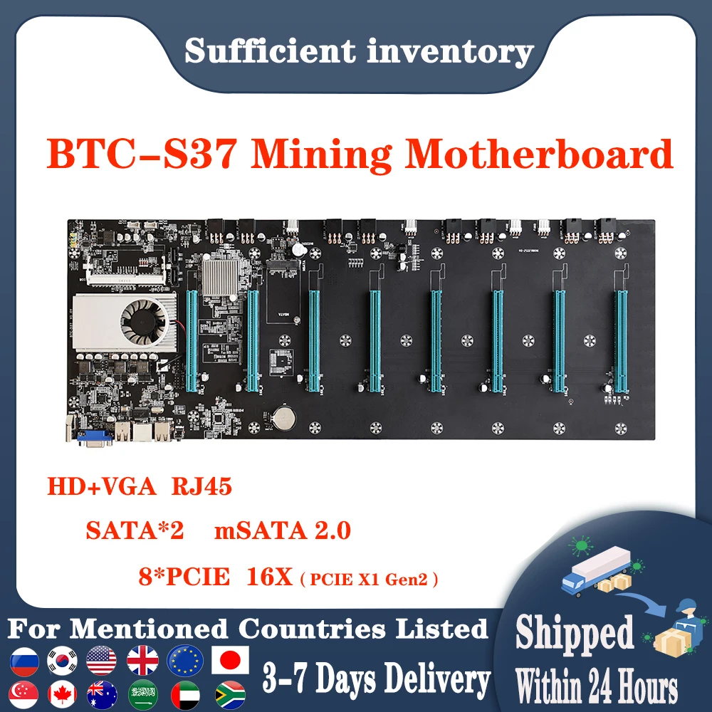 Высокое качество ETH BTC Майнер материнская плата расширяемый порт 8 * PCIE 16X /4 USB2.0 /DDR3