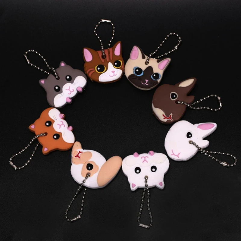 1pcsSiliconeKeyRingCapHeadCoversKeychainBagPartsAccessories