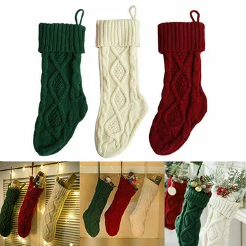 

3x Weihnachtsstrumpf Candy Gestrickte Socke Santa Geschenktüten Hängendes Dekor
