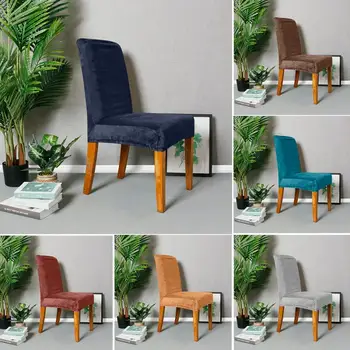 

Solid Color Chair Cover Velvet Stretch Slipcovers Half Chair Protection Covers Dining Room Kitchen Wedding Banquet Home Textile