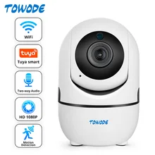 TOWODE – caméra de Surveillance intérieure IP WIFI 1080P, dispositif de sécurité domestique, avec détection intelligente de mouvement et alarme rotative, pour bébé 