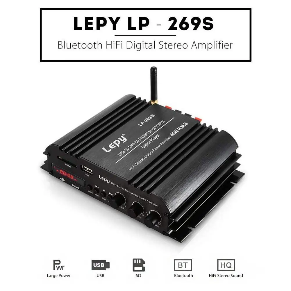Hi-Fi Bluetooth усилитель мощности стерео 4-канальный 45 Вт X 4 аудио усилитель USB SD DVD CD FM MP3 для автомобиля домашний пульт дистанционного управления
