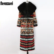 Nerazzurri – manteau d'hiver en fausse fourrure pour femme, très long, coloré, avec col en fourrure, pelucheux, multicolore, vêtement de luxe de styliste, 2021