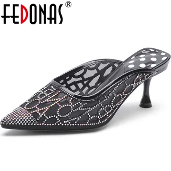 

FEDONAS Brand Rhinestone Sexy Women High Heels Pumps Night Club Pointed Toe Shoes Party Wedding Slingbacks Comfort Shoes Woman