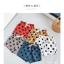 Шорты в горошек из чистого хлопка для мамы и дочки летняя одежда верхняя одежда для маленьких девочек повседневные шорты детские спортивные шорты в западном стиле
