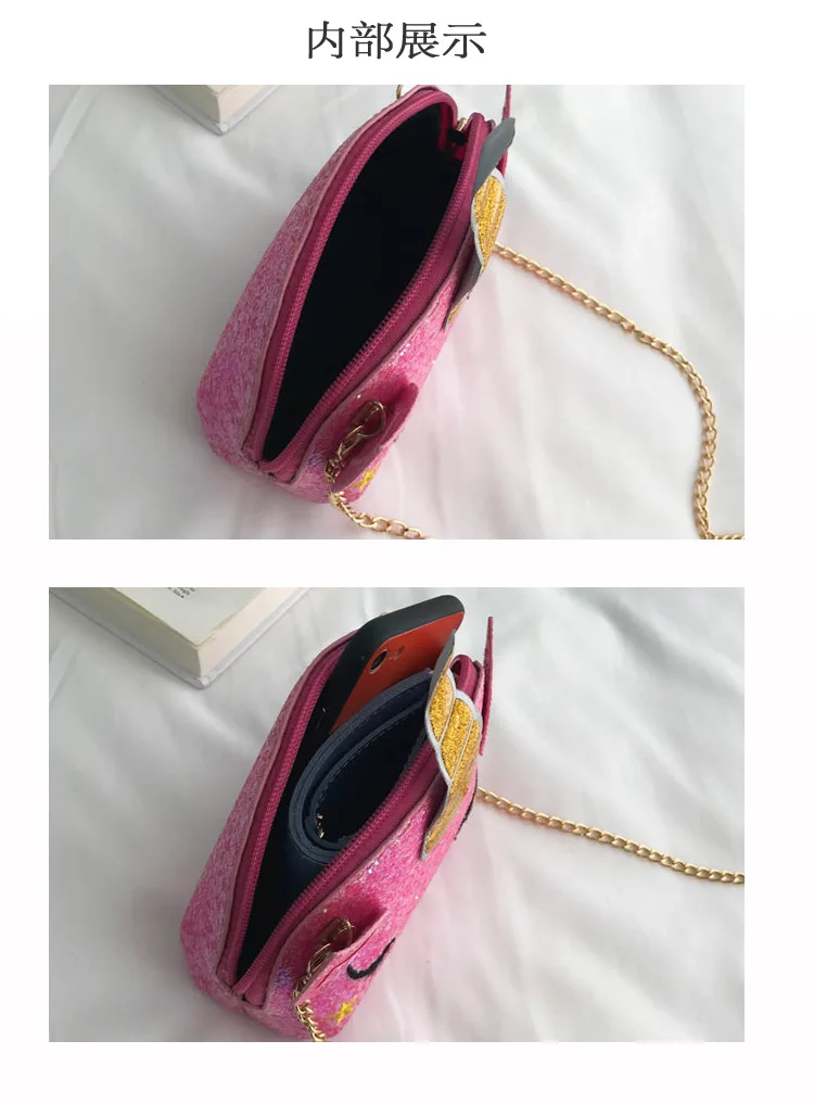 Kids Sequin Gillter Unicorn Handbag Purse Kuwaii Pink Silver Unicorn Crossbody Bags for Little Girls Mini Leather Shoulder Purse (2)