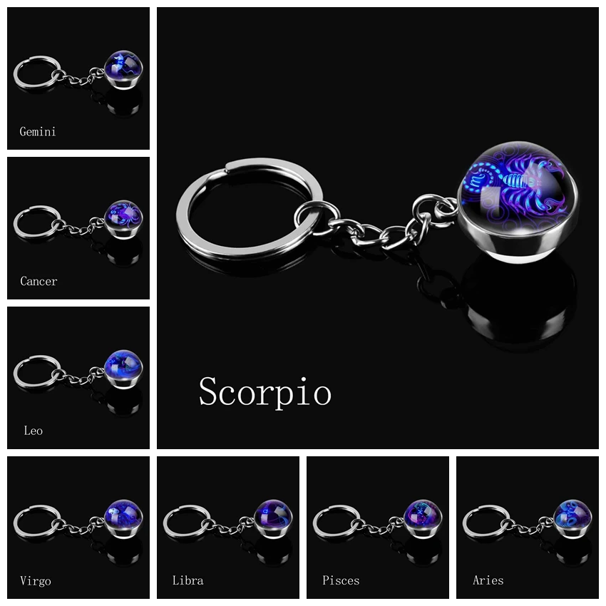12 знаков зодиака брелок для ключей Водолей рыбы Овен Телец Gemini рак Leo Virgo весы