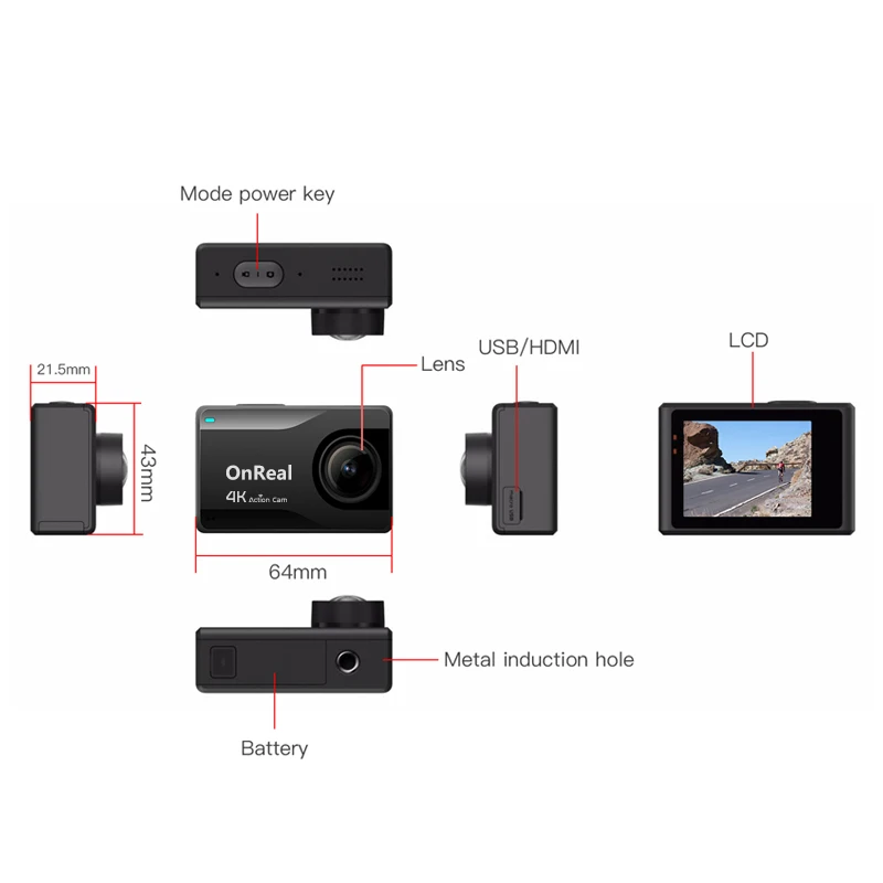 Экшн камера ultra hd 4k OnReal B1KS + SONY IMX377 7P full wave объектив настоящая стабилизация экшн