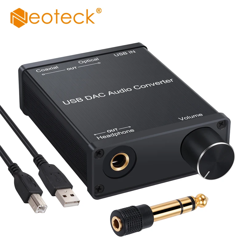 Neoteck USB to Coaxial S PDIF Converter Digital to Analog Signal with Headphone Amplifier USB Sound Card
