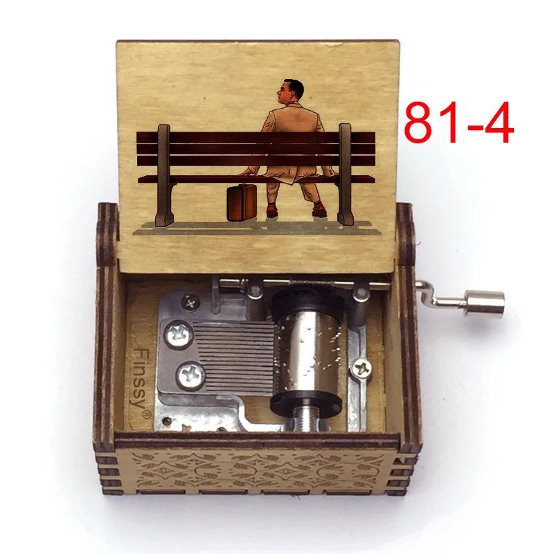 Wooden Forrest Gump Music Box Color Print Handed Musical Box Gift New Year Christmas Birthday Movie Fans Home Decor