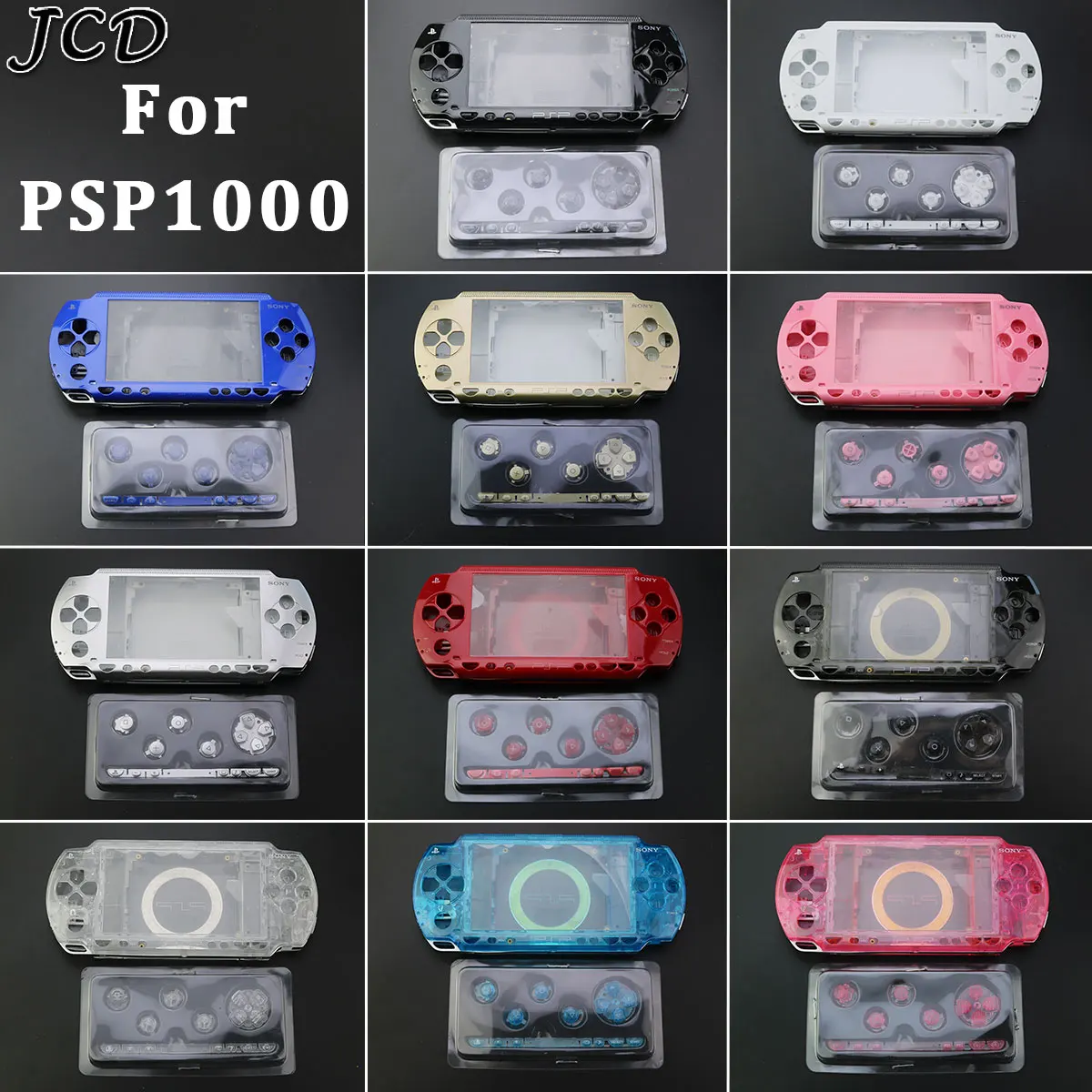 JCD-funda carcasa de cobertura completa para Sony PSP1000, 11 colores, con botón, caja de cubierta protectora, para PSP 1000