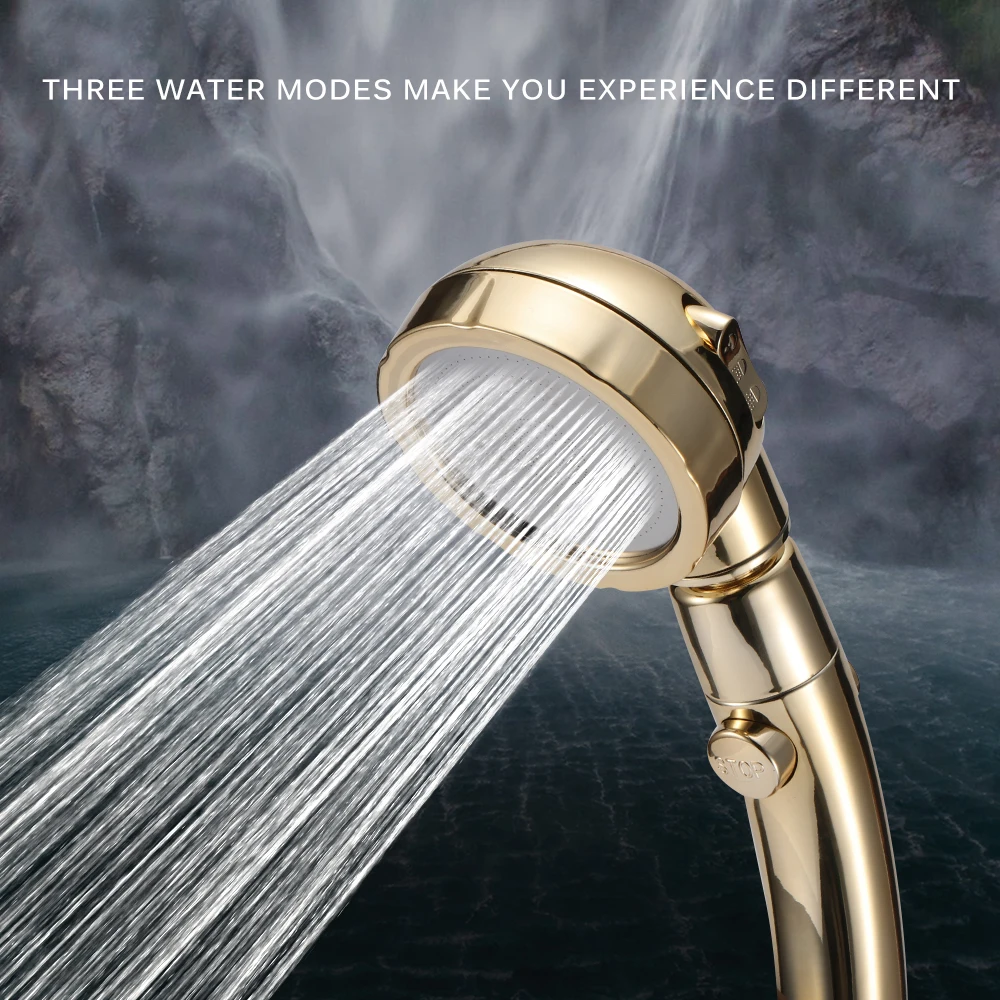 

360 Degrees Rotating Shower Head With Stop Button Adjustable Water Saving Shower Head 3 Mode Shower Water Pressure Shower Head