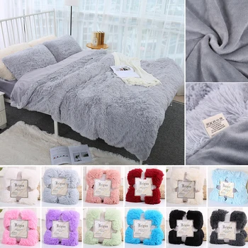 

160x200CM Super Soft Shaggy Fur double-layer Plush Blanket Fuzzy Cozy With Fluffy Sherpa Throw Blankets Bed Coral Blanket Hot