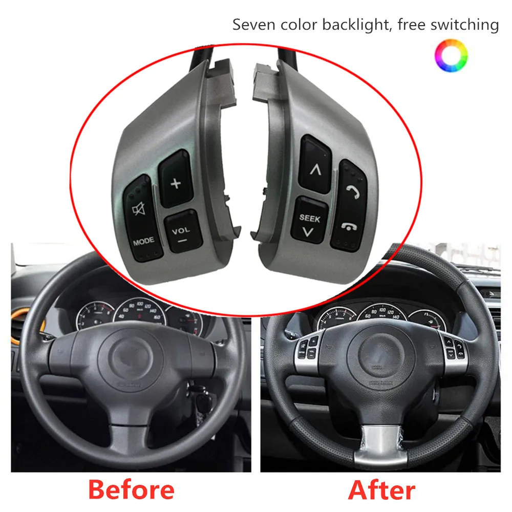 

Car Steering Wheel Switch Audio Volume Bluetooth Phone Media Control Button For Suzuki SX4 Swift 2006-2013 Seven color backlight