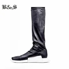 Черные и уличные мужские ботинки ручной работы с высокой эластичностью, из искусственной кожи, без шнуровки, в стиле панк зимние рыцарские сапоги для подиума