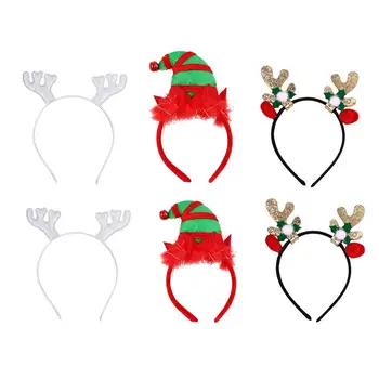 

6pcs Performance Hair Hoop Christmas Creative Kids Antler Clown Hat Hair Hoop Hair Band Hair Decoration Headdress Headband