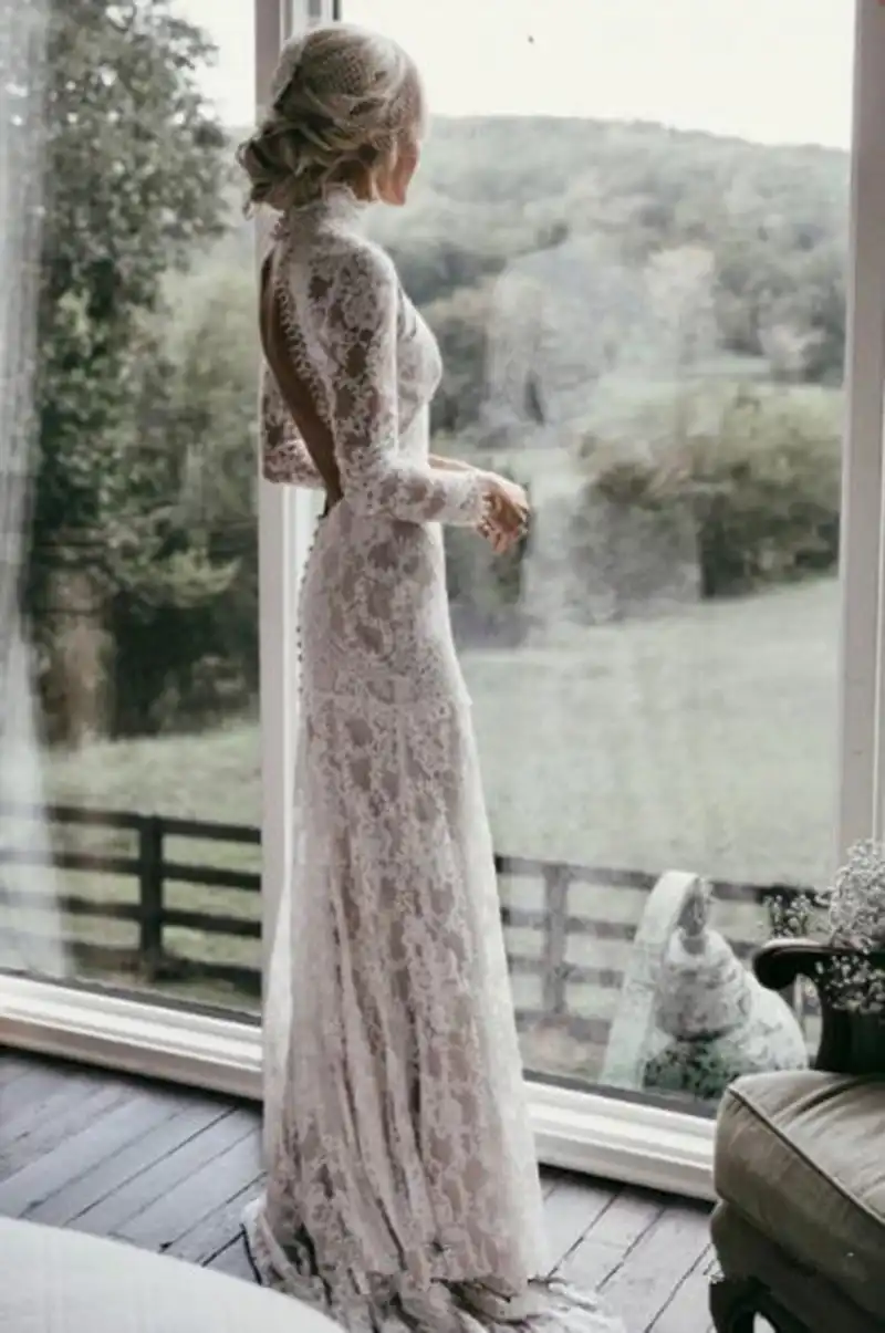 slim fitting wedding dresses with sleeves
