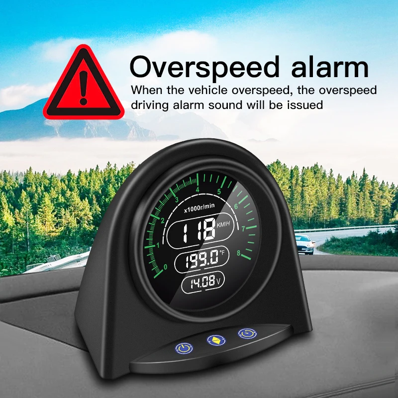 GOGOLO 12V Car Truck OBD HUD Head Up Display KM/H MPH Speedometer Overspeed Alarm Engine Trouble Alarm Water Temperature Car Windshield Projector with Reflective Film for Most Vehicles