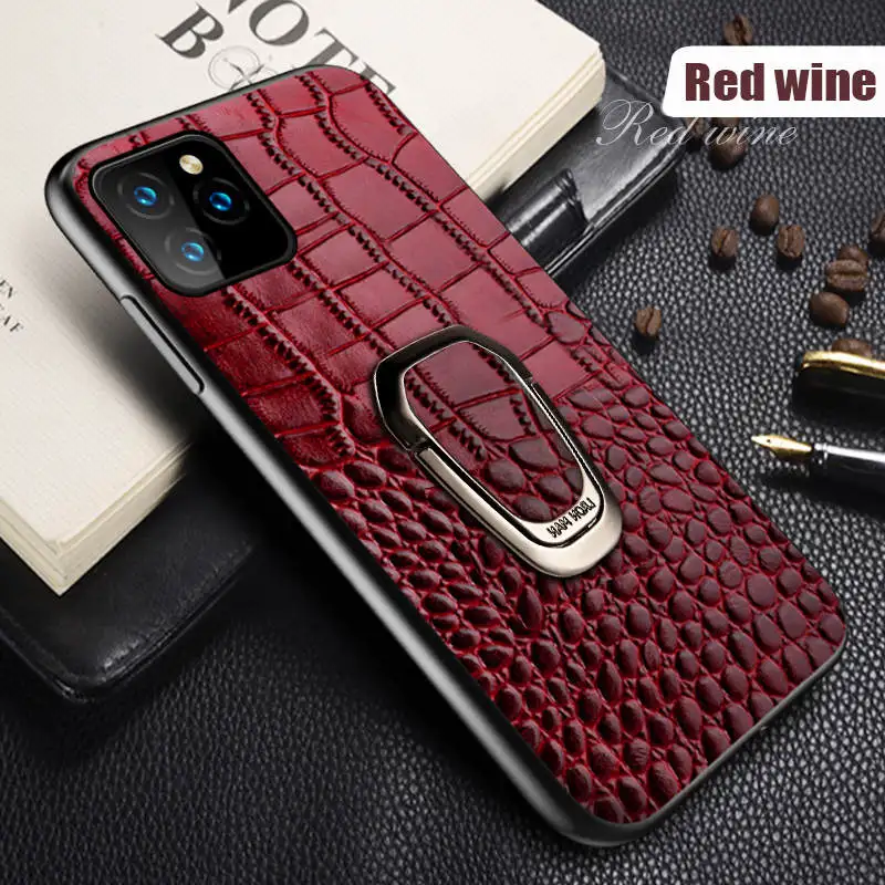 Красный Чехол для телефона из натуральной кожи для iPhone 11 11 Pro 11 Pro Max X XS max XR 7 8 plus 6 6s 7 plus Магнитная подставка Роскошный чехол - Цвет: Красный