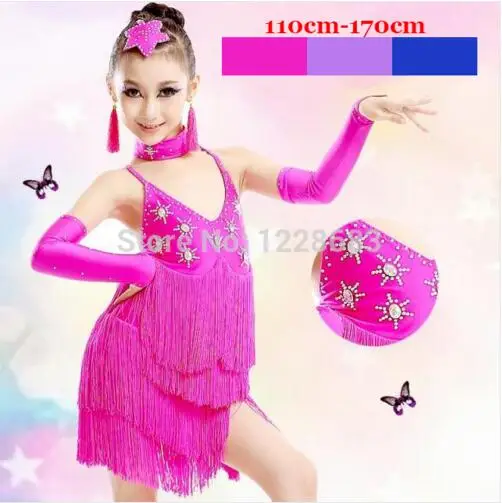 Hot Pink Горячая Распродажа, Одежда для танцев с бахромой, костюмы для бальных танцев, костюмы для латинских танцев, платье, юбка для продажи, модное платье для латинских танцев для девочек - Цвет: Hot Pink