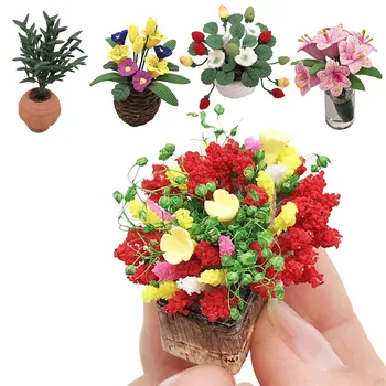

Hot 1:12 Dollhouse Miniature Green Mini Tree Potted For Green Plant In Pot Furniture Artificial Flower Home Decor Potted Plants