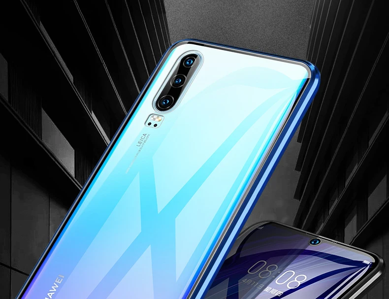 Металлический магнитный чехол для телефона huawei P30 P20 Pro mate 20 Lite двусторонний стеклянный Магнитный чехол для huawei Honor 10 Lite 8X чехол