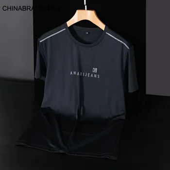 

Thin Section Men Plus Fat Plus Size Round Neck Speed Dry Short Sleeve T Shirt Male Fat Man Sports Leisure Short Sleeve
