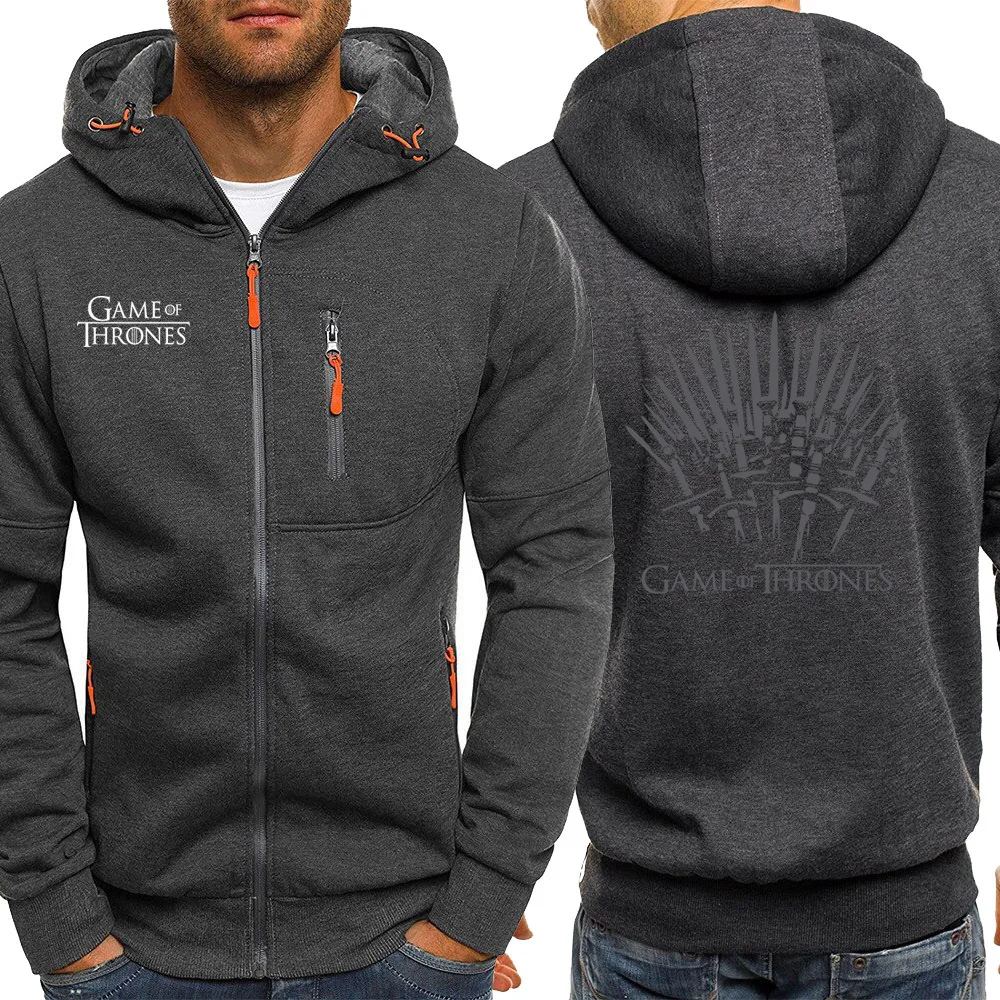 dark gray4 Игра престолов, толстовки, толстовка, мужская повседневная куртка на молнии, осень,, с капюшоном, в винтажном стиле, с принтом, спортивная куртка, Мужская толстовка - Цвет: dark gray4