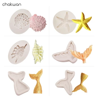 

9 shapes Silicone Fondant Cake Decoration Mold Fishtail Mermaid Tail Handmade Soap Mould Design Clay Resin Chocolate Moulds