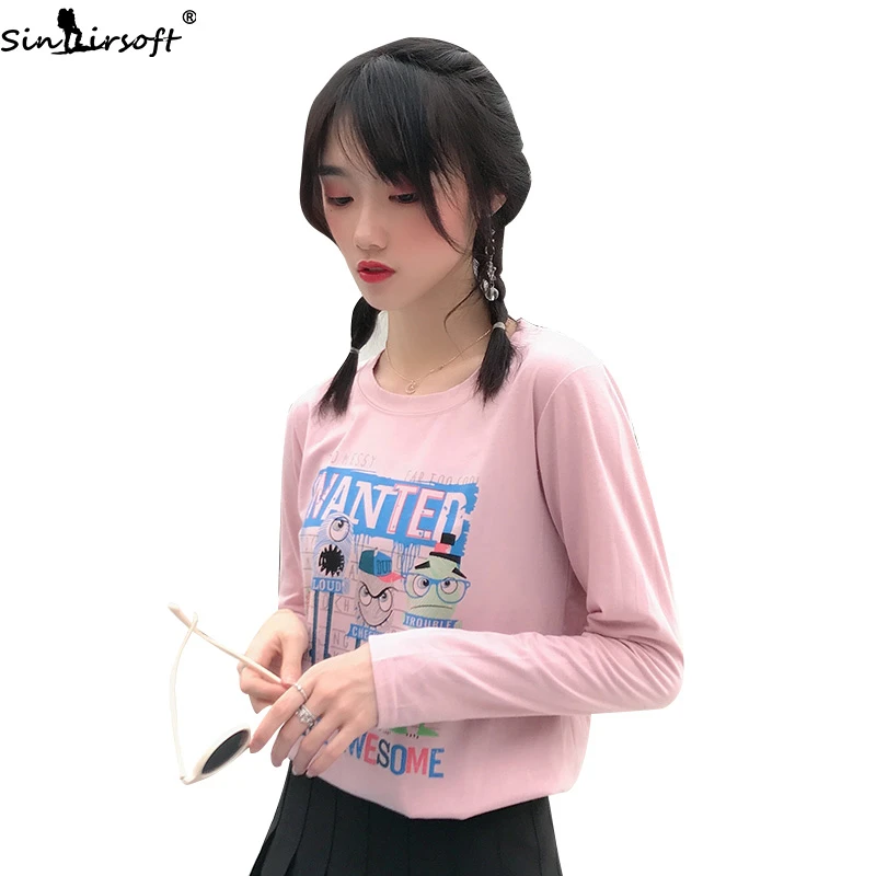 Женская футболка с длинным рукавом белая хлопковая свободная рисунком из