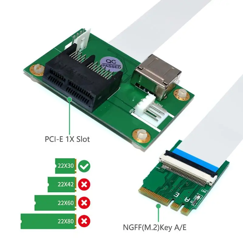 M.2 ключ A E к PCI-Express 1X конвертер продуманное производство длительный прочный адаптер USB 2,0 PCI-E Riser карты