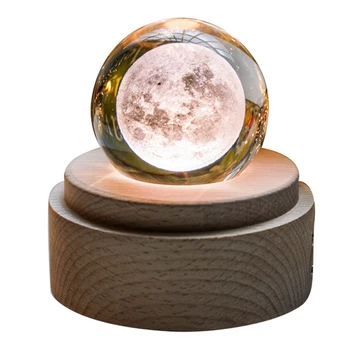 

Wooden Music Box Moon Style Luminous Rotating 3D Crystal Night Light Musical Box for Kids Girls Dropshipping FAS