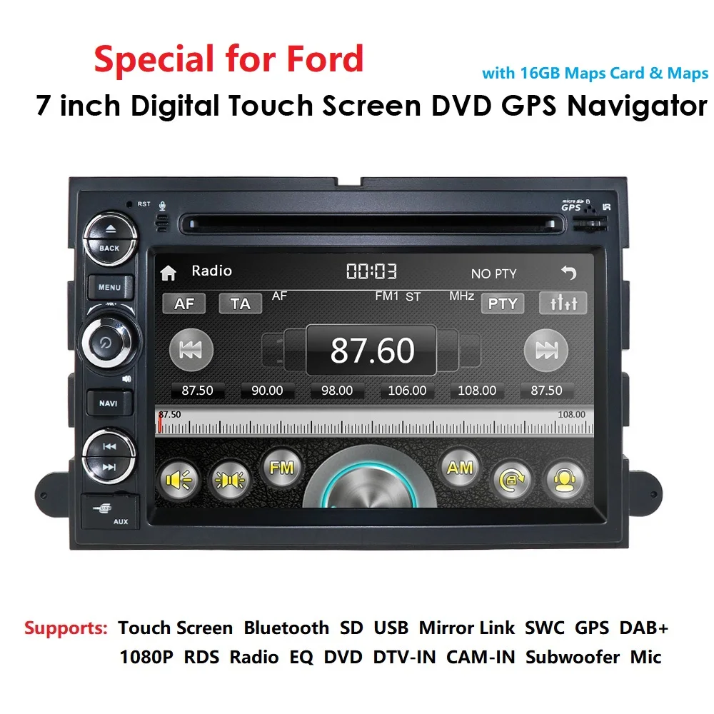 Автомобильный DVD gps навигации для Ford F150 F250/350/450/500 E150/250 автомобильный стерео проигрыватель RDS Рулевое управление Bluetooth DAB+ USB