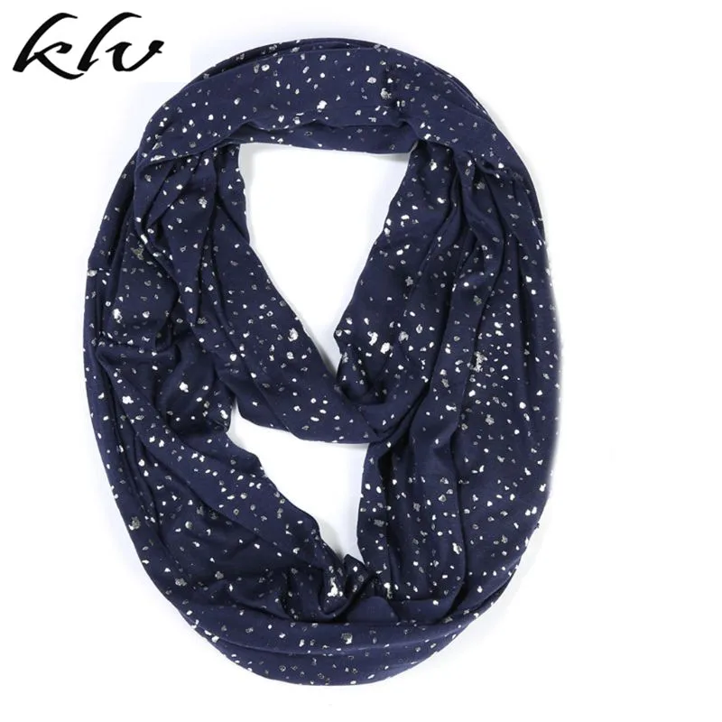 ZQ Женский зимний двухслойный шарф-снуд с блестками и серебряными блестками на скрытой молнии с карманом для хранения, кольцо-одеяло, теплая накидка на шею - Цвет: ZQ