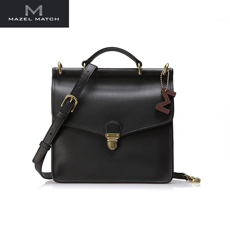 

Chic Branded Style Lady Small Purse Genuine Leather Women's Black Satchels Bag Authentic Cow Skin Female Shoulder Messenger Bag