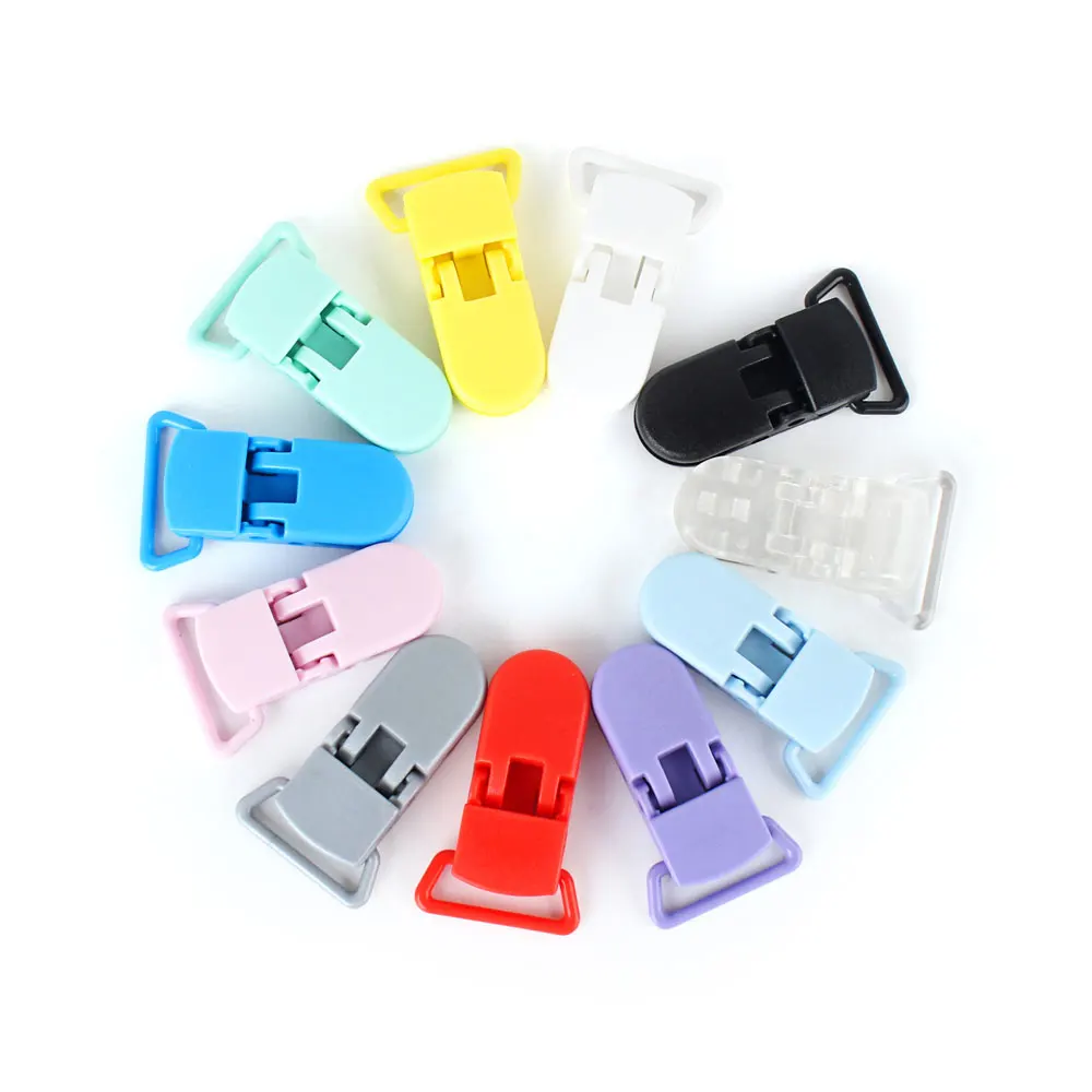 20Pcs Multicolor Plastic Baby Pacifier Clips Infant Personalized Dummy Clips Holder Soother DIY Teether Necklace Pendant Clamp