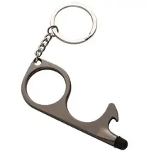 

Grey Color Beer Trigger Touchless Key Chain Contactless Door Opener Safe No-Touch Elevator Door Operators Tool Hand Protector