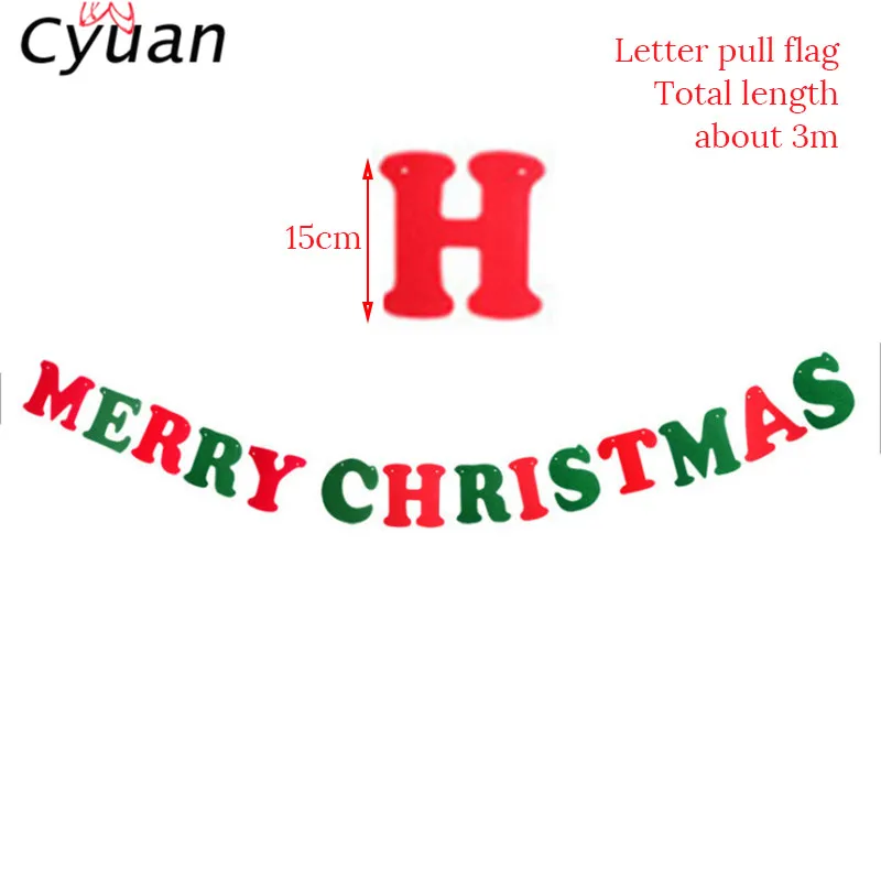Cyuan Christmas Bunting Banners Merry Christmas Party Decorations Kids Home DIY Garlands Xmas Elk Sock Flags New Year Supplies - Цвет: Merry Chirstmas