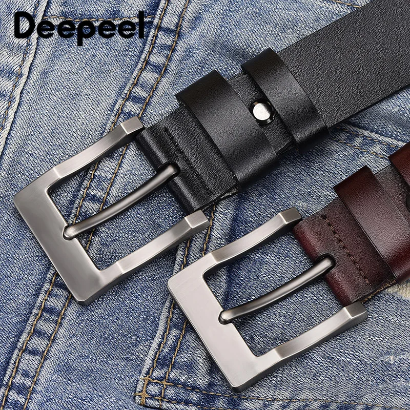 Deepeel 105-150 см мужские ремни Joker двухслойная кожа металлическая пряжка модное роскошное повседневное украшение с расширенным ремнем YB007