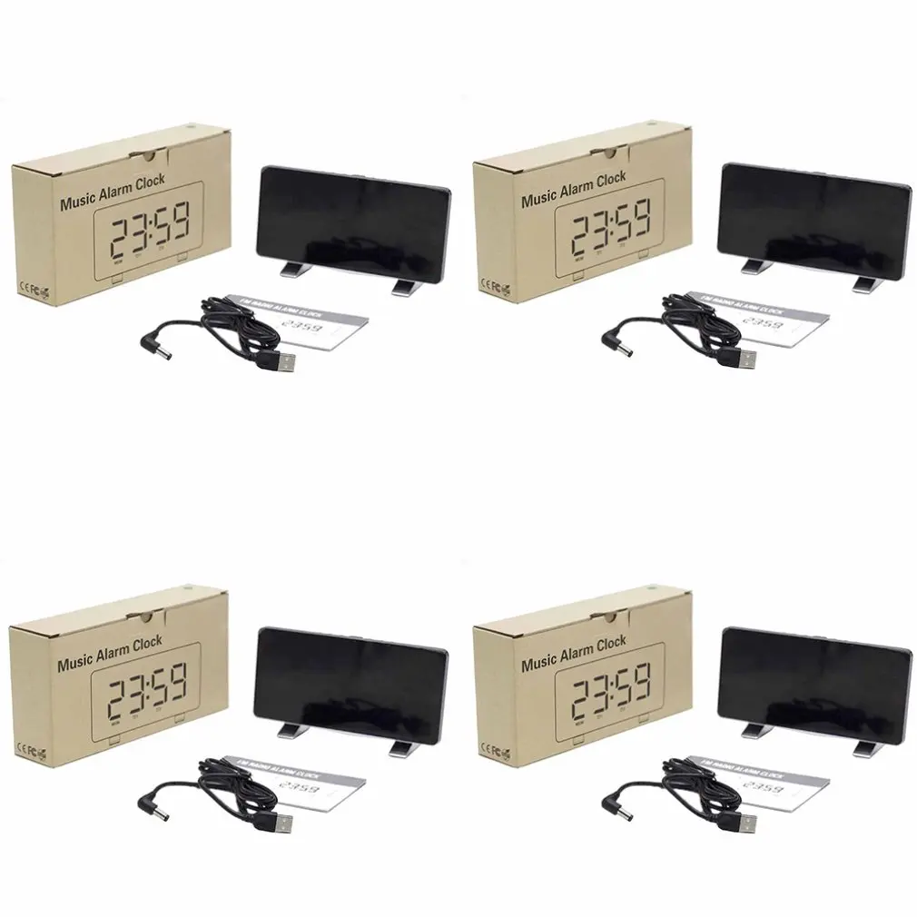 Led Radio Alarm Clock Creative Snooze Electronic Clock Desk Clock Bedroom Office Usb Charging Alarm Clock
