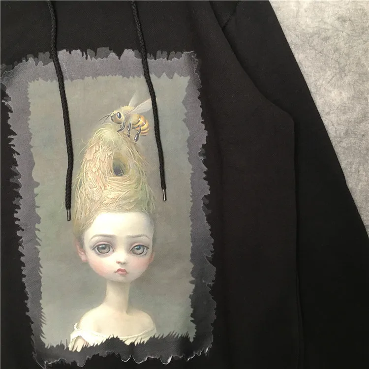 Новинка 19ss мужские роскошные пчела Красота 3D толстовки с капюшоном Кофты бархат хлопок Дрейк толстый флис улица хип хоп# N67