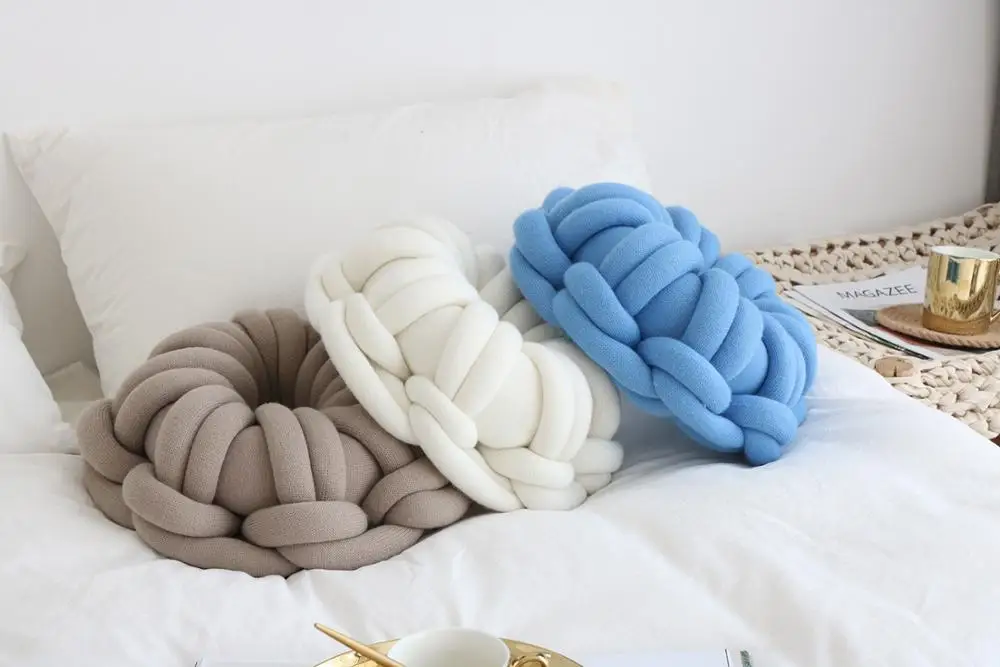 Battilo Handmade Knot Ball Plush Throw Pillow Donut Sofa Accent Pillow Seat Cushion- Home Office Sofa Decor Battilo Handmade Knot Ball Plush Throw Pillow Donut Sofa Accent Pillow Seat Cushion- Home Office Sofa Decor