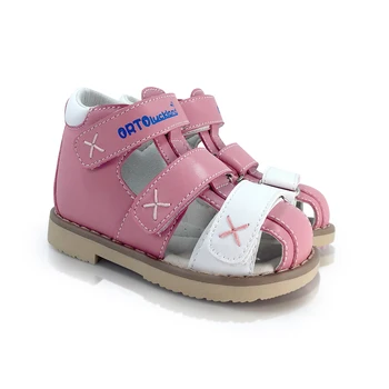 

Toddlers Girls Lovely Corrective Orthopedic Pink Microfiber Leather Sandals Spring Summer Ankle-wrap Arch Support Shoes