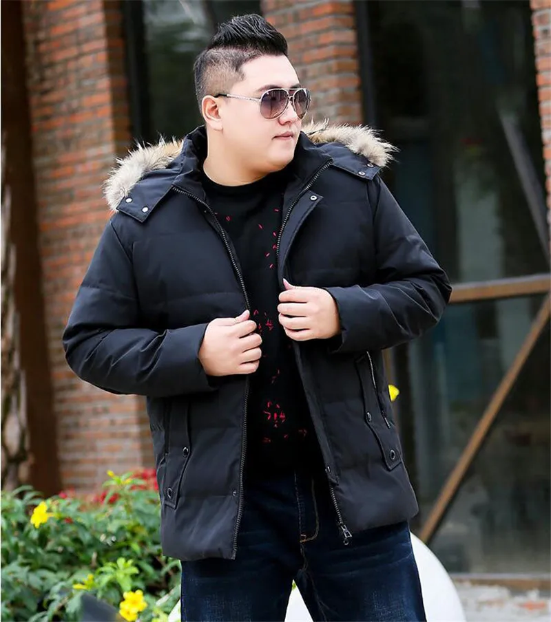 Цвет: черный, красный, зима, новинка, большой размер, мужская хлопковая куртка средней длины с большим воротником, Мужская черная куртка с капюшоном, размер S-10XL - Цвет: Black